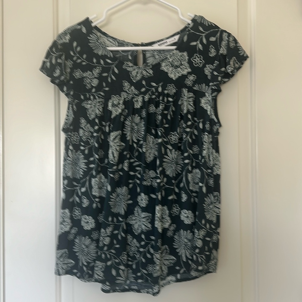 Sonoma Green Floral Top Size M